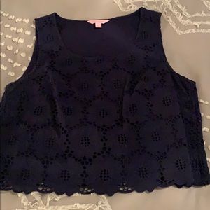 Lilly Pulitzer navy eyelet lace top size 6